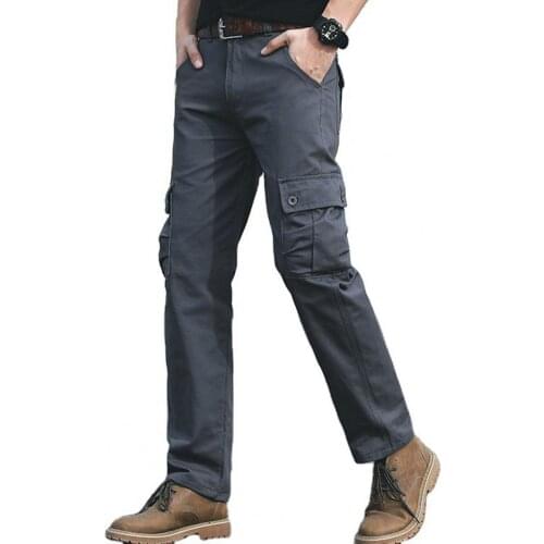 Men Casual Military Multi Pocket Cargo Pants Outdoor Hiking Trekking Army Tactical Sweatpants Male Solid Color Straight Trousers