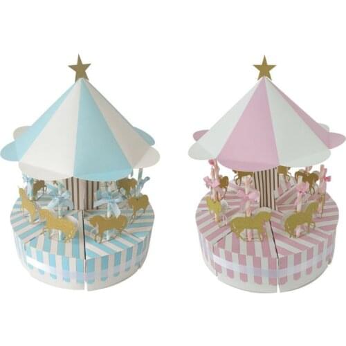 Paper Candy Box MERRY-GO-ROUND Baby Shower Gift Box Birthday Party Decorations Kids Wedding Favors and Gifts