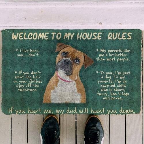 CLOOCL Please Remember Boxer Dog Doormat Decor Print Carpet Soft Flannel Non-Slip Doormat for Bedroom Porch Drop Shipping