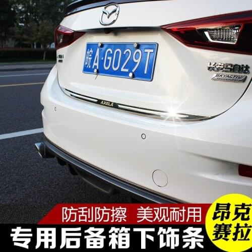 FOR Mazda3 Axela 4dr Sedan 2014-2016 Tailgate Rear Door Bottom Cover Molding Trim Stainless Steel back door trim car Accessories
