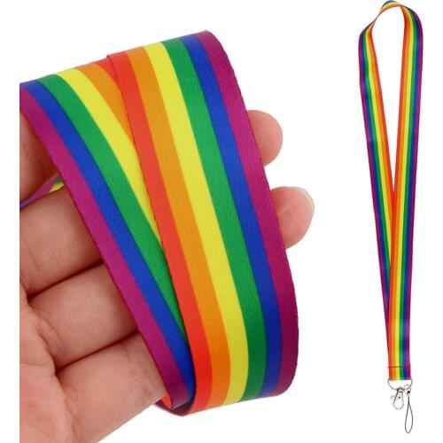 DZ1067 LGBT Rainbow Gay Lanyard for Key Neck Strap lanyard Card ID Badge Holder Key Chain Key Holder Hang Rope Keyrings