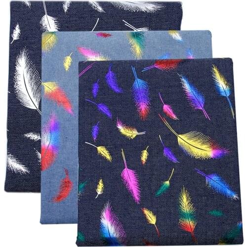 20*33cm Gold Foil Denim Feather Lips Heart Material Patchwork Tissue Sewing Quilting Fabrics Quilt Needlework DIY Cloth