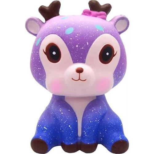 Jumbo Kawaii Colorful Galaxy Deer Squishy Slow Rising Squeeze Toys Cream Sweet Scented Anti Stress Toy for Funny Kid Xmas Gift