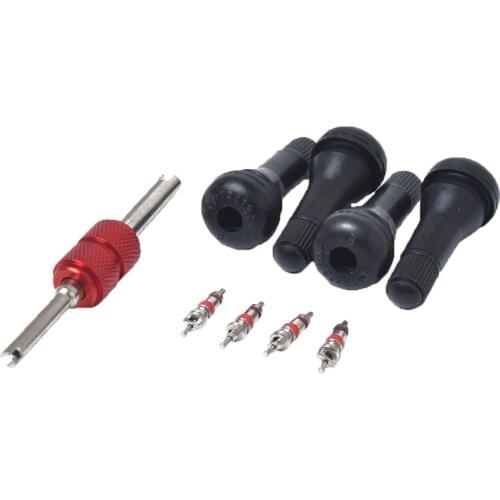 Car Tire Valve Stem Core Installer Remover Repair Tool Tyre Valve Core Wrench with 4x TR413 4x Cores