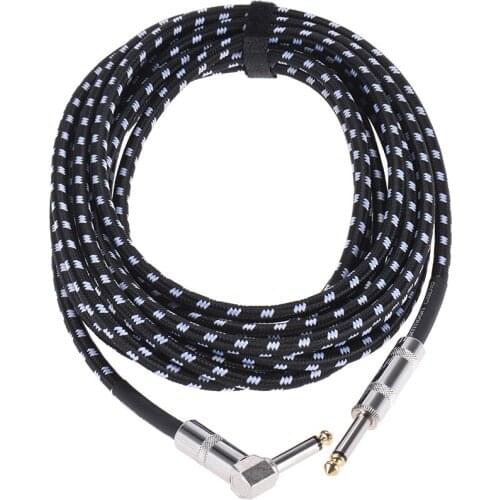 6 Meters/ 20 Feet Electric Guitar Bass Musical Instrument Cable Cord 1/4 Inch Straight to Right Angle Plug