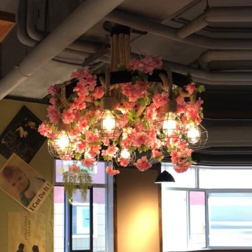 Pub linen Chandelier Lighting villa Decoration chandeliers Flower Leaf Art Hanglamp Dining Room Lights Bar green Light Fixtures
