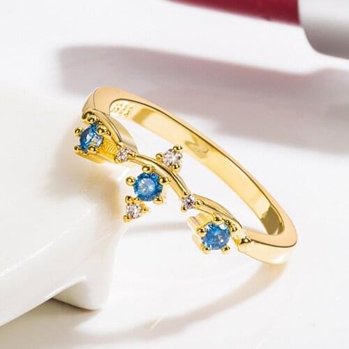 Fashion Women Fine Jewelry Silver 925 Crown Blue Stone Women Rings Sapphire Gemstone Engagement Promise Finger Accessories Gifts
