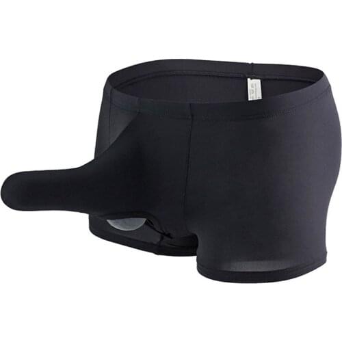 Men Boxer Shorts Ice Silk Mens Underwear Men Sexy Elephant Nose Panties Male Hollow Scrotum Gay Boxer Slip Exotic Man Underpants