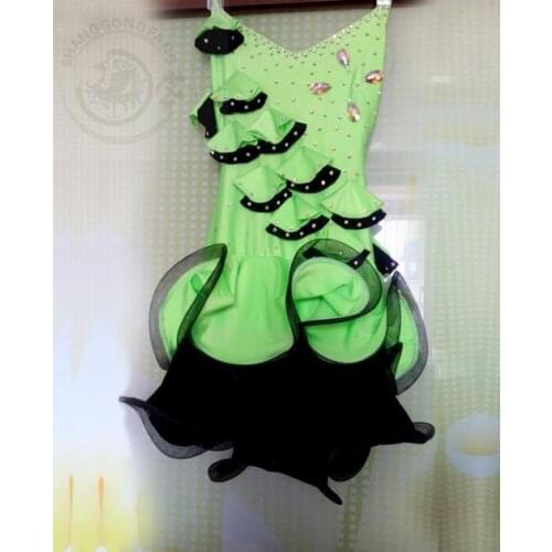 New style Latin dance costume sexy senior spandex diamond latin dance dress for women latin dance competition dresses S-4XL