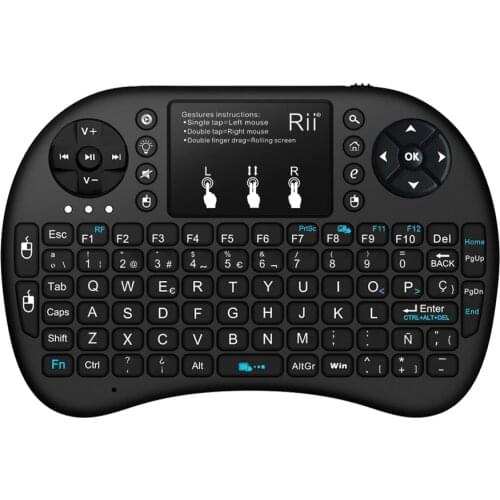 Original Rii mini i8+ Backlit Wireless Spanish Keyboard with Touchpad for Mini PC, Smart TV, Android TV Box, PC