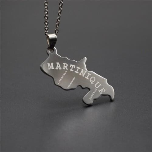 New Martinique Map Necklace Stainless Steel French Martinique Map Pendant Necklace Guadeloupe Jewellery