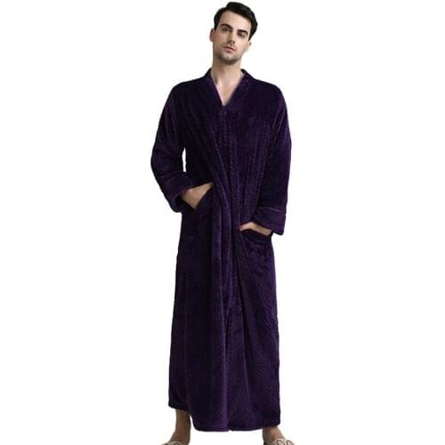 Man Pajamas with zipper Loose Plus Size Flannel Autumn/Winter New Fashion Nightdress Couple Thickening Pajamas Robe