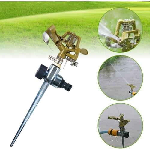 Water Sprinkler Garden Lawn Impulse Metal Spike Grass Hose 360 Degree