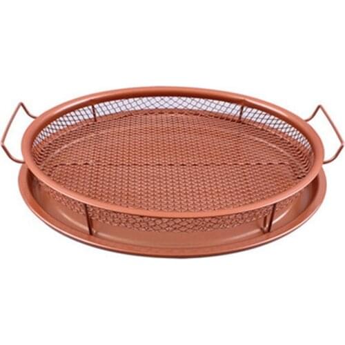 Mesh Baking Tray Non-Stick Round Baking Pan Chips Crisping Basket Microwave Oven Copper Baking Tray BBQ Tray Baking Tool