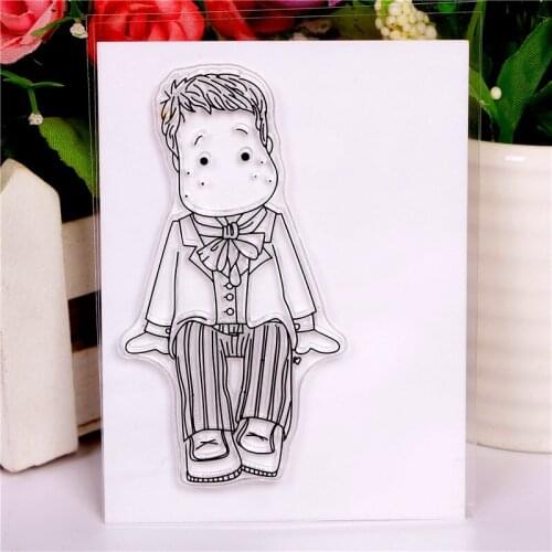 New Boy Cartoon Pattern Stamp And Metal Die Scrapbooking Alphabet Stamp Embossing Craft Making Silicone Transparent Stamps