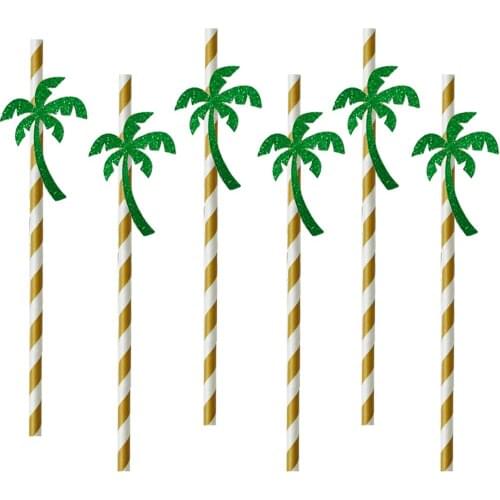 36pcs/set Happy Birthday Party Drinking Straw Safari Jungle Coconut Tree Decoration Wedding Drinking Straws Party Supplies ST036