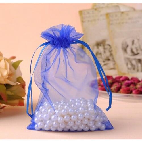 Organza Bags 20x30cm Blue Color 50pcs/Lot Large Drawstring Gift Bags Christmas Packaging Jewellery Pouch Can Be Custom Logo