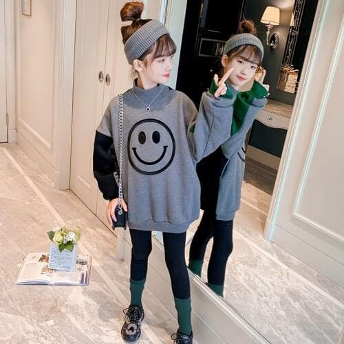 Boys' Girls' Hoodies Sweatshirts Babys Kids Outwear 2021 Turtleneck Plus Velvet Thicken Winter Autumn Top Cotton Childrens Clo