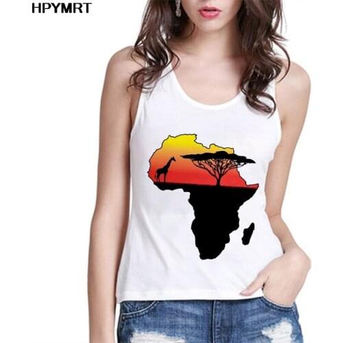Tank Tops Women Map of africa Printed Harajuku Summer Sexy Vest 90s Girls Fun Graphic Tee Woman Clothing Fashion Sleeveless Top