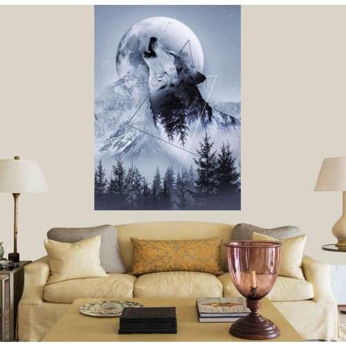 Howl with the wolf canvas picture wall art home living bedroom decoration painting frames nordic high definition quality photo