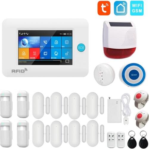 WiFi GSM GPRS Tuya Smartlife APP Remote Control Intelligent Home Burglar Alarm System 4.3 Inch Touch Screen
