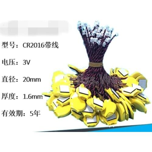 10PCS/LOT JAPAN Battery CR2016 2016 Button Battery with Wire and Plug CMOS 3V BIOS Battery