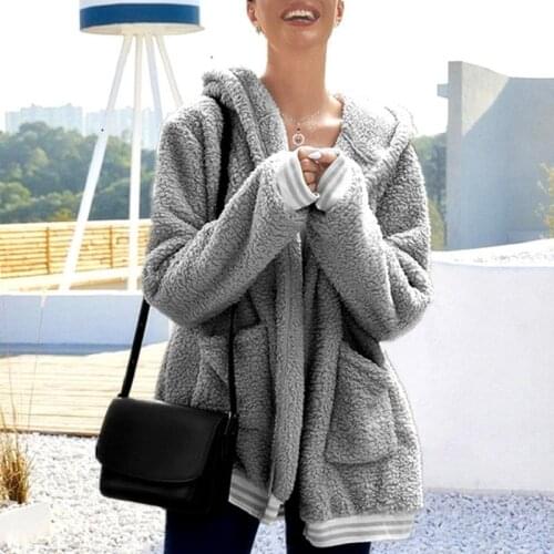 Hooded Casual Coats Women Jackets 2021 Autumn Winter Coats Female Solid Color Long Sleeve Pocket Woman Outwears Plus Size