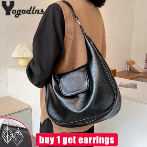 Soft PU Leather Women Shoulder Hobo Bags Large Capacity Luxury Brand Design Crossbody Bags Ladies Fashion Trending Handbag Purse