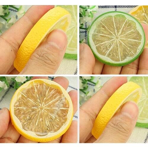 10PCS Mini Artificial Simulation Lemon Slices 5cm Resin Fake Artificial Fruit Model Party Kitchen Wedding Decoration New