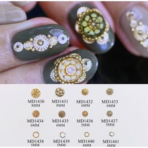 100pcs/bag Nail Art Metal 3D Charms Stud Round and Hexagon Stud Metal Stud MD1430-1441