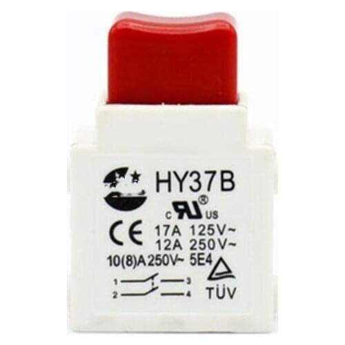 2pcs HY37B 125/250V 17/12A Dustproof Lock Off Trigger Pushbutton Push Button Switch