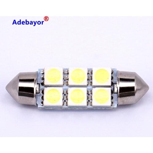 20X 39mm 5050 6 SMD LED Car Dome Festoon Interior Light Bulbs Auto Car Festoon LED Roof Car Light white 12V work lamp