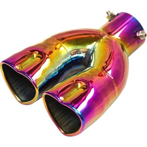 3 Color double hearts shape dual exhaust tips muffler pipe exhaust pipe Nozzle for muffler Edge Slant Cut 2.5 inch Inlet