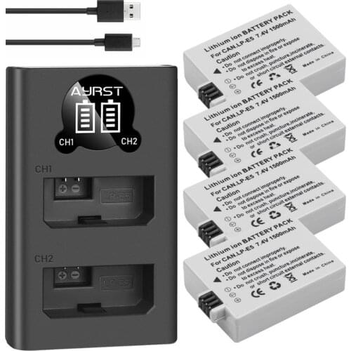 1500mAh LPE5 LP-E5 LP E5 Battery + Dual Charger for For Canon 450D 500D 1000D Kiss X2 X3 F Rebel T1i XSi Xli XS L15 camera