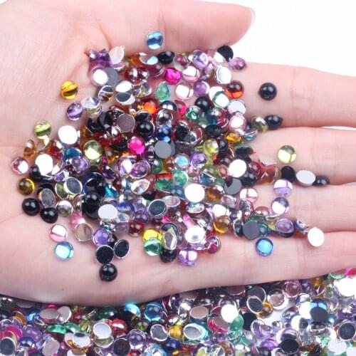 5mm 100/1000pcs Half Round Beads Many Colors Art Nails Flatback Acrylic Rhinestones DIY Craft Backpack Garment Accessories