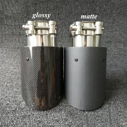 51mm Inlet Universal Car Exhaust Tips Modified Slip-on Muffler Rear Round Pipe Matte Glossy Carbon Fiber 76/89/101/114mm Outlet