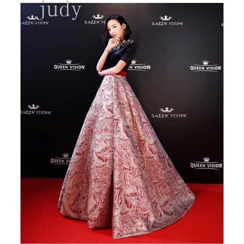 African fabric SSL08# Colorful red peacock feather pattern jacquard fabrics for bridal wedding dress/sawing