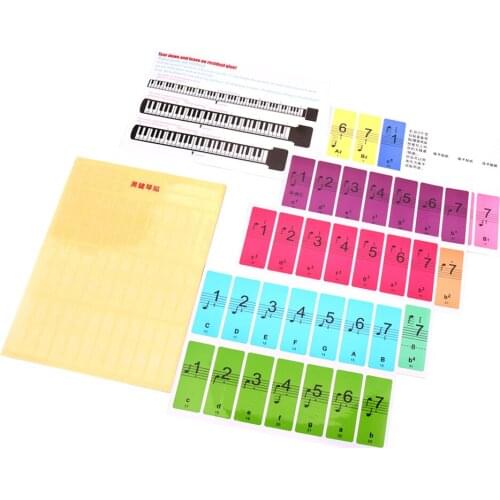 Colored Piano Keyboard Stickers Removable for Kids Beginners Piano Learning