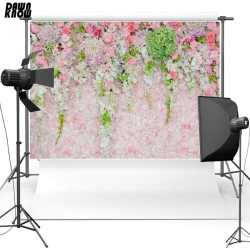 DAWNKNOW Floral Polyester Photography Background Pink Flower Vinyl Backdrop For Wedding Day Photo Studio F2255