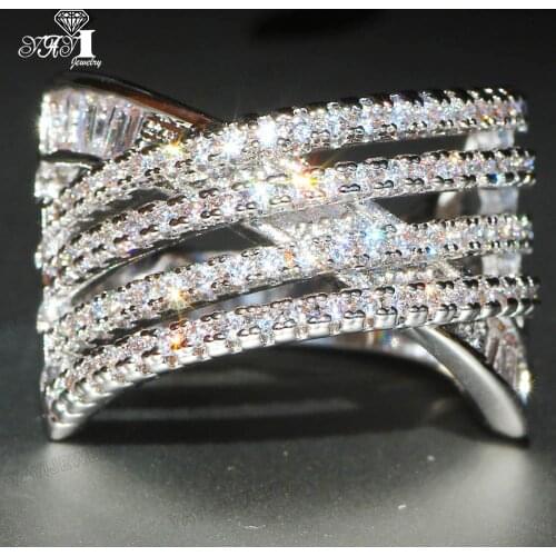 YaYI Fine Jewelry Fashion Princess Claw Set Cut White Cubic Zirconia Silver Color Engagement Wedding Party Leaves Gift Rings