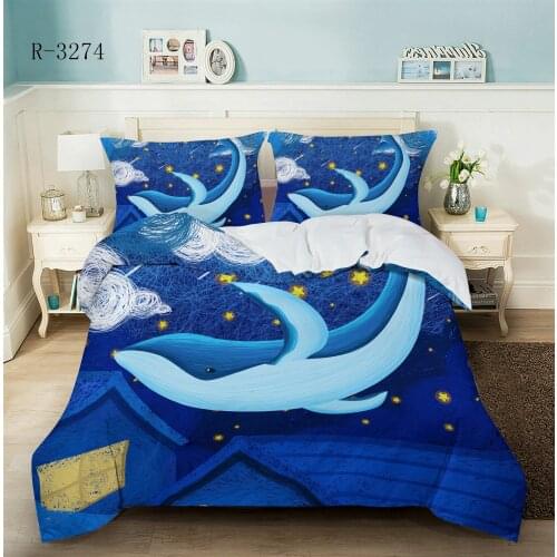 Cartoon Whale Pattern Bed Cover Set Boy Cartoon Duvet Cover Adult Child Bed Sheets And Pillowcases Comforter Bedding Set