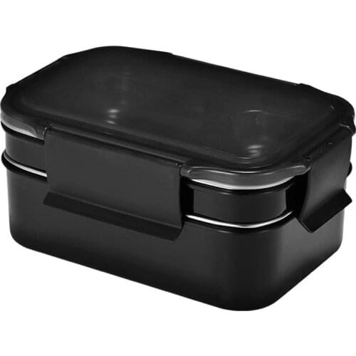 304 Stainless Steel Stackable Compartment Lunch/Snack Box 2-Tier Bento/Food Container for Adults or Kids