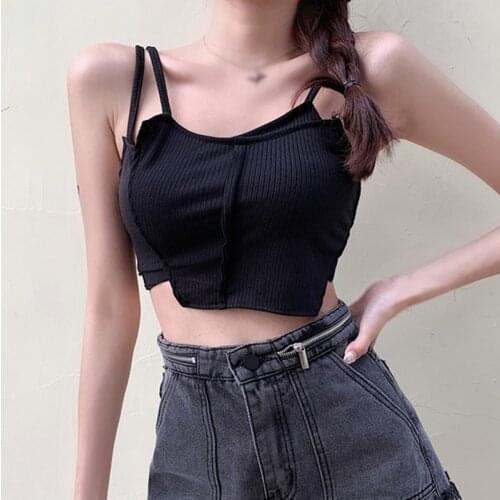 Korean Version Of Irregular Slim-Fit Belly Button Knitted Suspenders Slim-Fit Sexy Womens Vest Fashionable And Comfortable