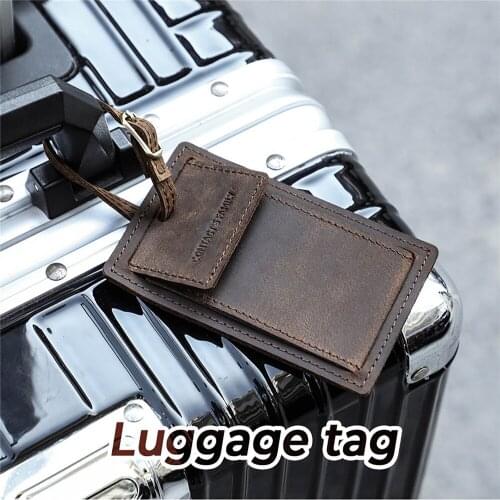 Leather Luggage Tag Portable Suitcase Baggage Listing Retro Backpacks ID Label Address Holder