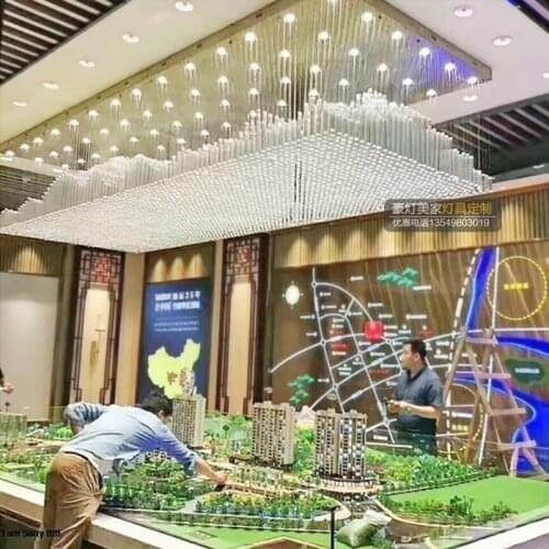 Creative chandelier hotel crystal lamp rectangular rockery crystal chandelier