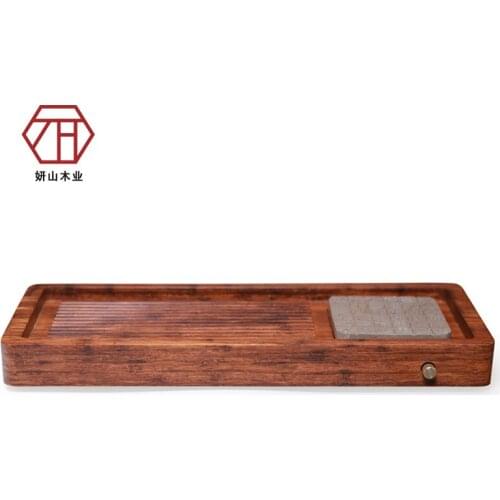 [Yan Mountain] creative new Chinese Zong bamboo / wood tea large black stone tea tray Baijiaxing