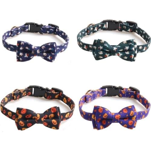Cool Pets Supplies Halloween Pattern Bow Free Dog Name ID Tag Accessories Leash String Collar Dog Leashes and Collars for Dogs