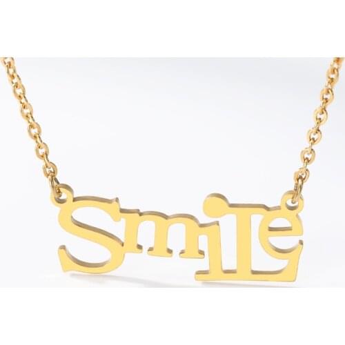 V Attract Smile Letter Shape Pendant Necklace Lucky Stainless Steel Rose Gold Word Necklace Christmas Gifts Jewelry 2019
