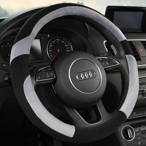 M 37-38cm Car Steering Wheel Covers Winter Warm Soft Short Plush Styling Universal Interior Accessories Car-styling