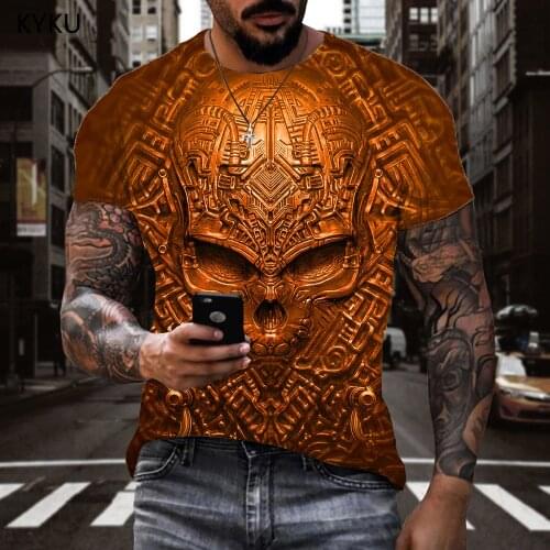 KYKU Skull T-shirt Men Rock Funny T shirts Hip Hop T-shirts 3d Harajuku Shirt Print Mens Clothing summer New Style Tops